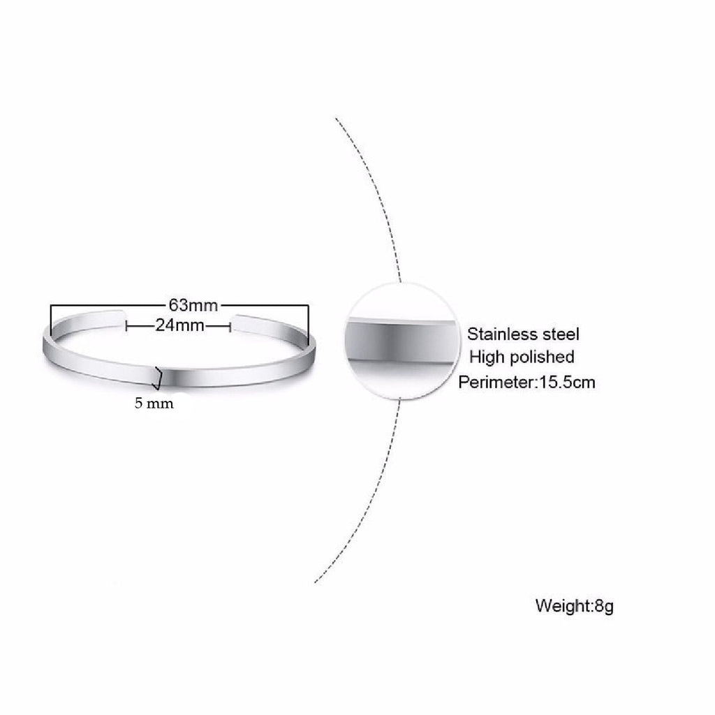 5Mm Matte Finish Stainless Steel Silver Cuff Kada Bangle Bracelet Bulk