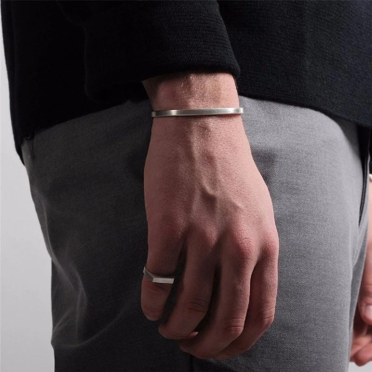 5Mm Matte Finish Stainless Steel Silver Cuff Kada Bangle Bracelet Bulk