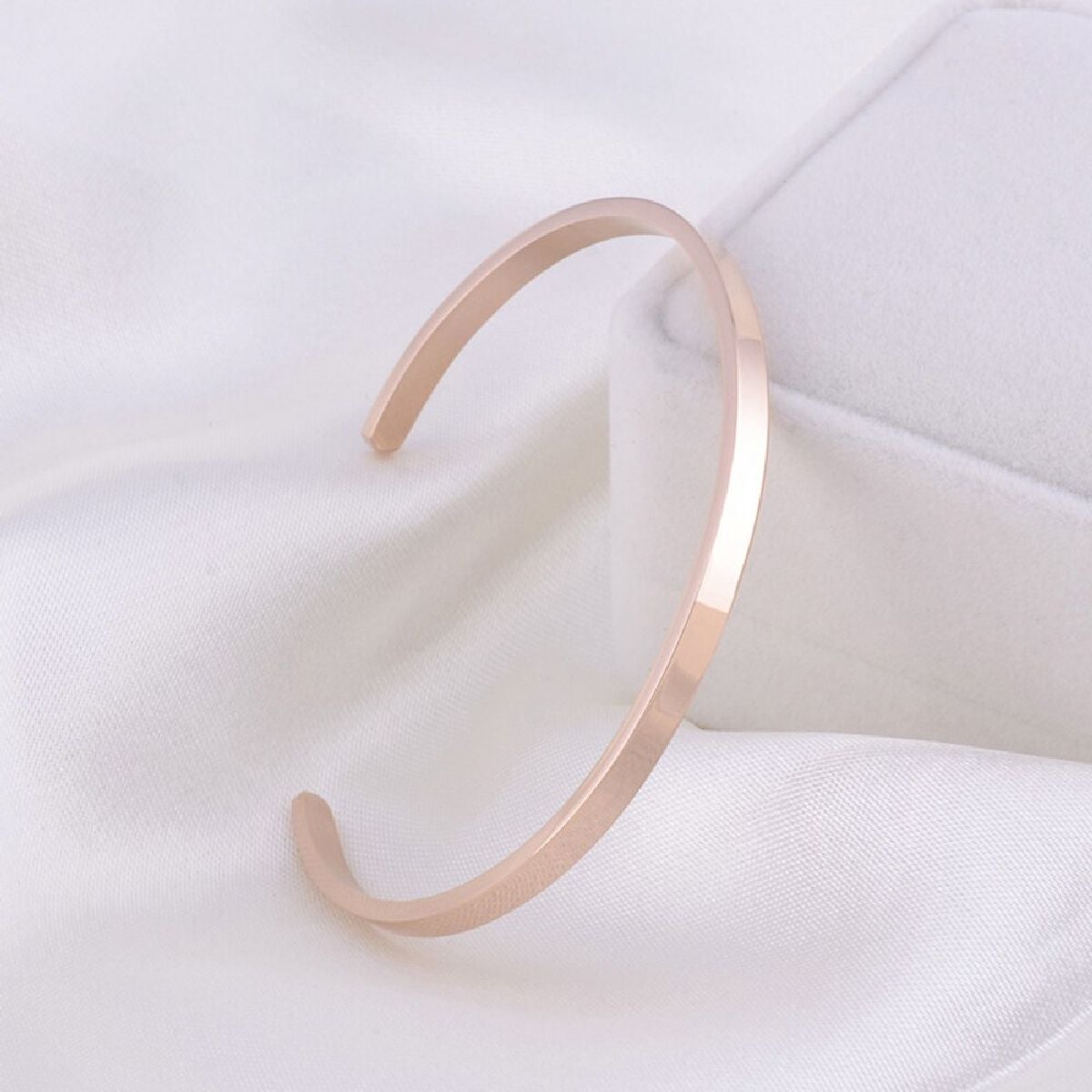 5mm Matte Finish 316 Surgical Stainless Steel Rose Gold Free Size Cuff Kada Bangle Bracelet Unisex