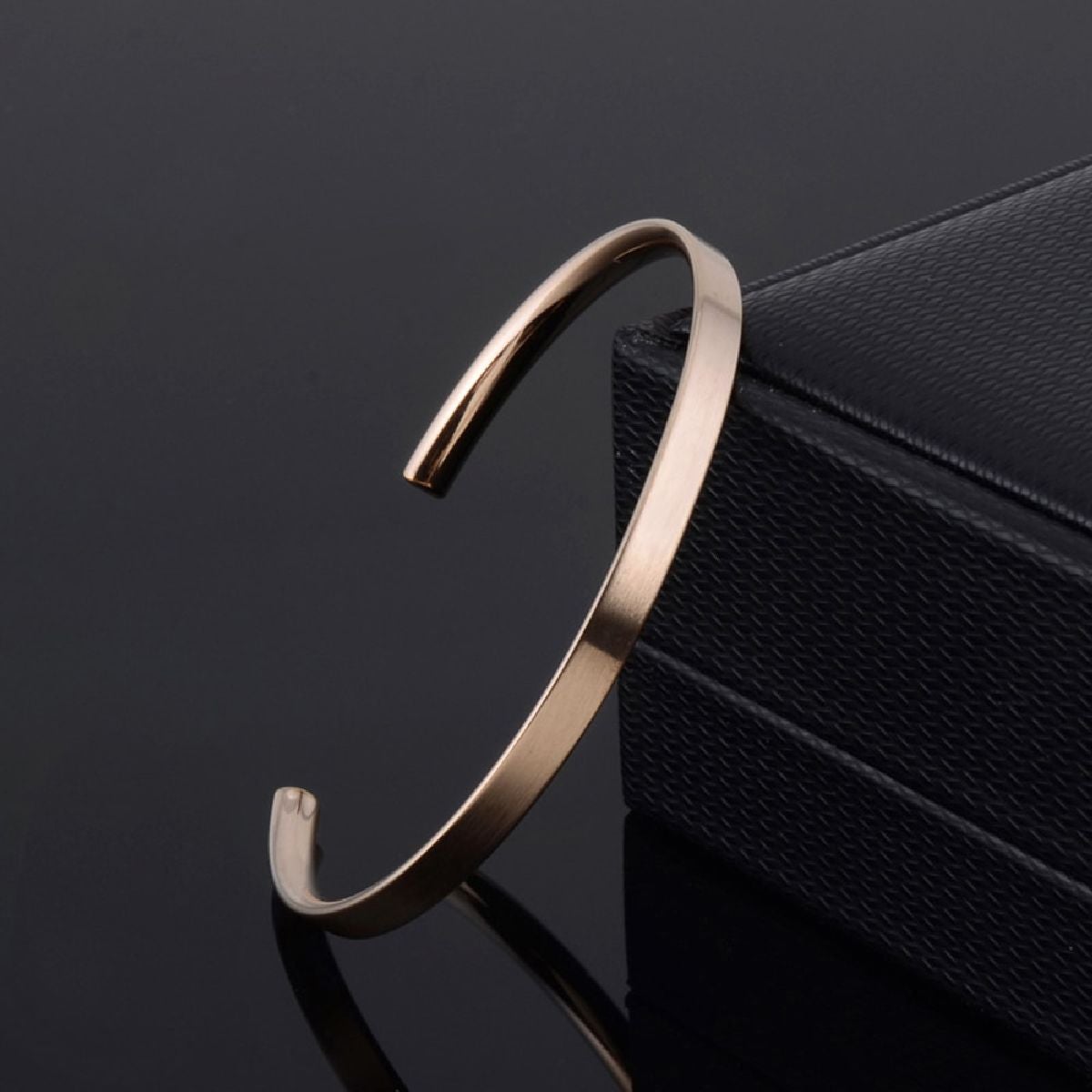 5mm Matte Finish 316 Surgical Stainless Steel Rose Gold Free Size Cuff Kada Bangle Bracelet Unisex Main image