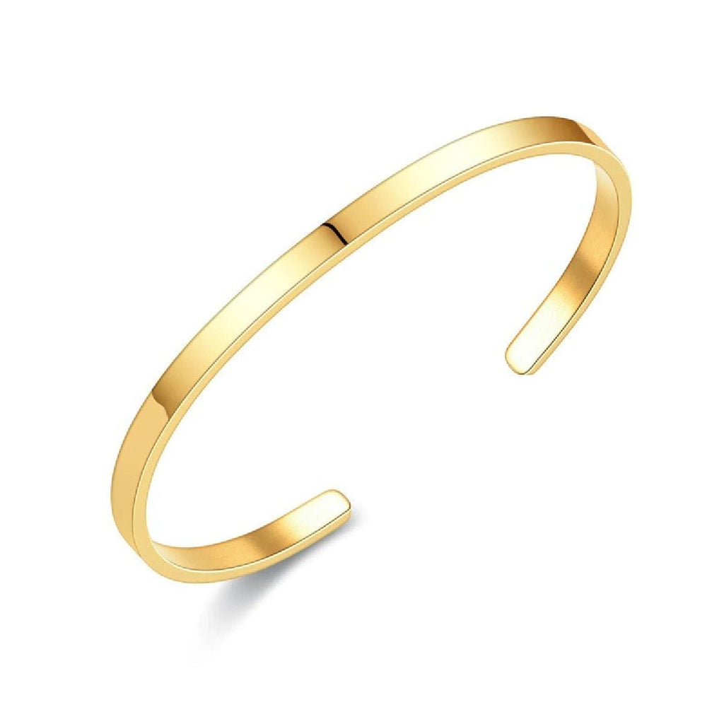 5mm Matte Finish 316 Surgical Stainless Steel Gold Free Size Cuff Kada Bangle Bracelet Unisex