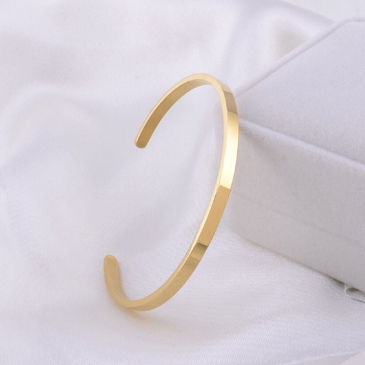 5mm Matte Finish 316 Surgical Stainless Steel Gold Free Size Cuff Kada Bangle Bracelet Unisex Main image