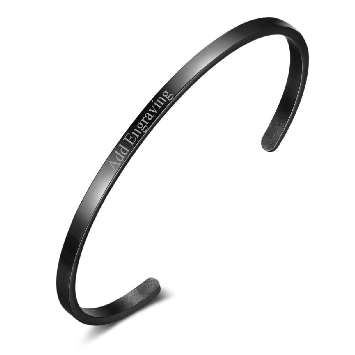 5mm Matte Finish 316 Surgical Stainless Steel Customized Personalised Laser Engraved Free Size Cuff Kada Bangle Bracelet Unisex