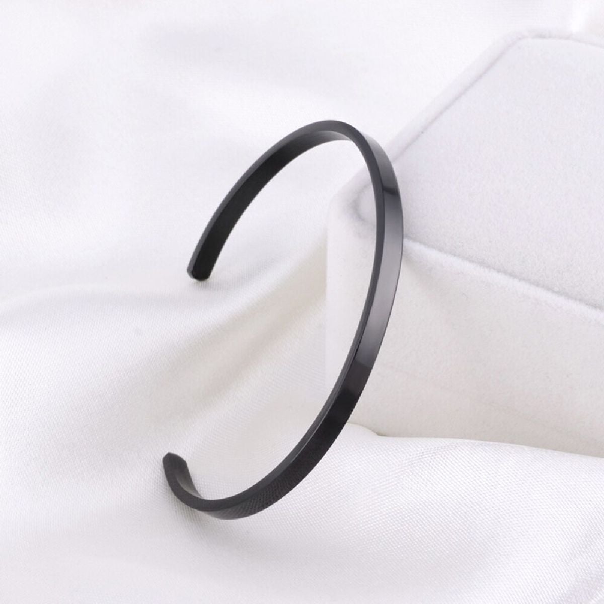 5mm Matte Finish 316 Surgical Stainless Steel Black Free Size Cuff Kada Bangle Bracelet Unisex Main image