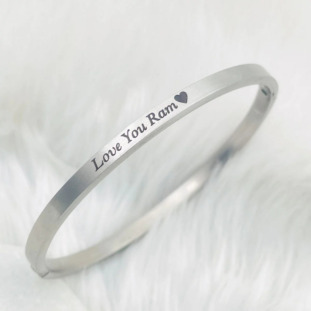4mm Matte Finish 316 Surgical Stainless Steel Silver Customized Personalised Laser Engraved Kada Bangle Bracelet Unisex