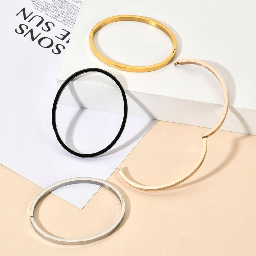 4mm Matte Finish 316 Surgical Stainless Steel Gold Kada Bangle Bracelet Unisex