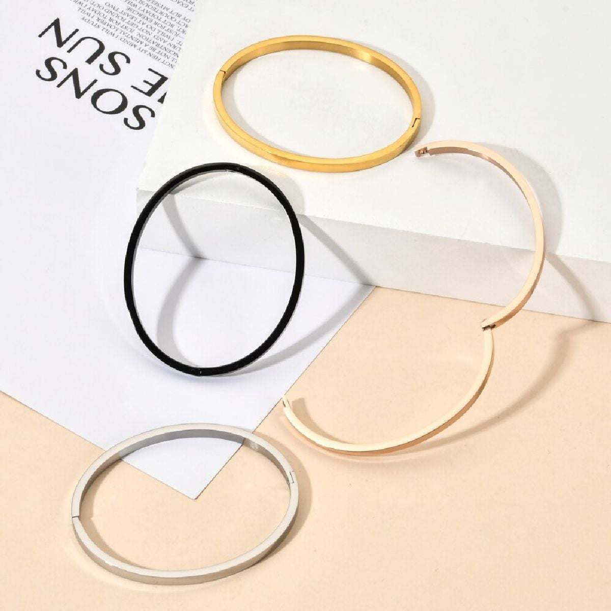 4mm Matte Finish 316 Surgical Stainless Steel Gold Kada Bangle Bracelet Unisex