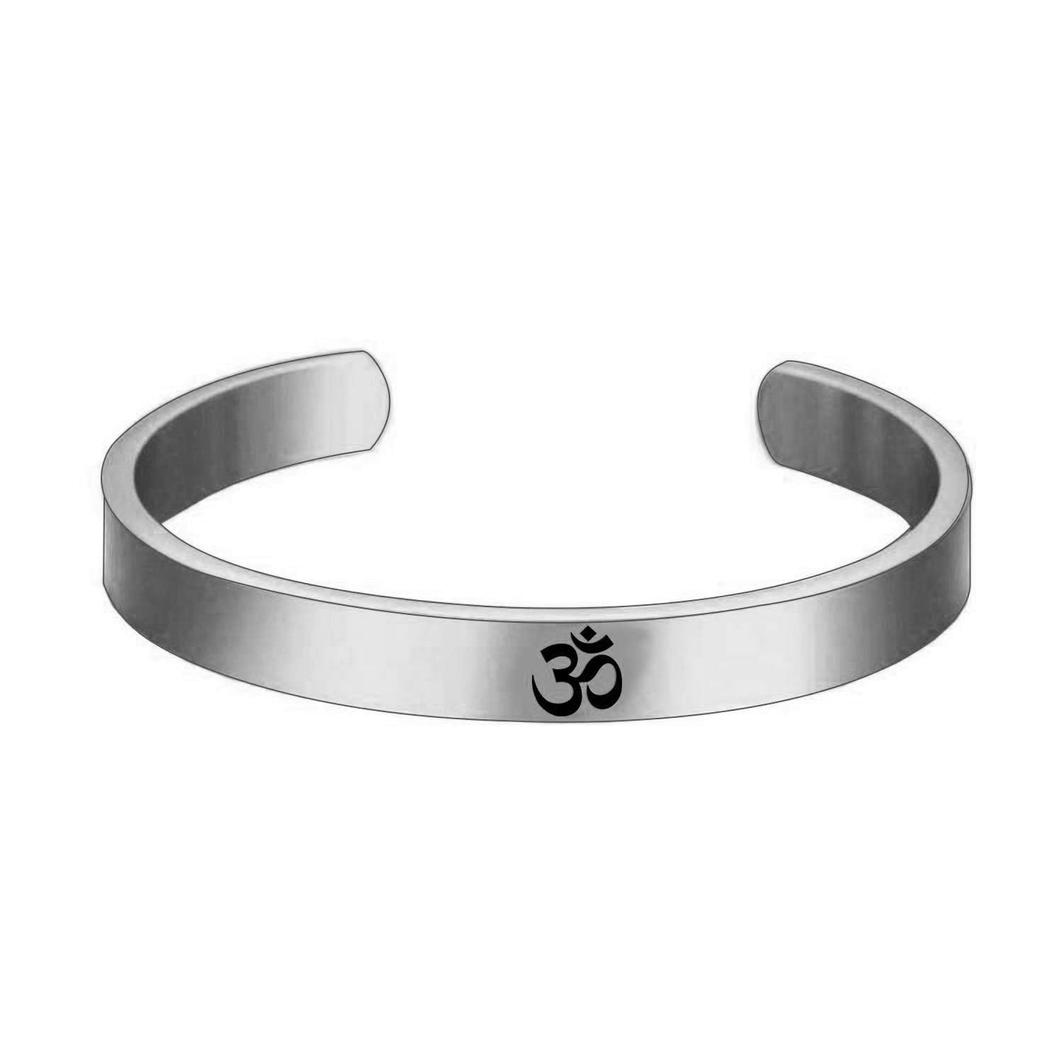 Stainless Steel Silver Om Engraved Bangle Cuff Kada For Men. Bulk Main image
