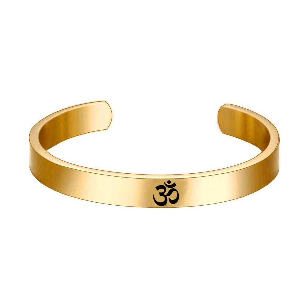Stainless Steel Gold Om Engraved Cuff Kada For Men Bulk