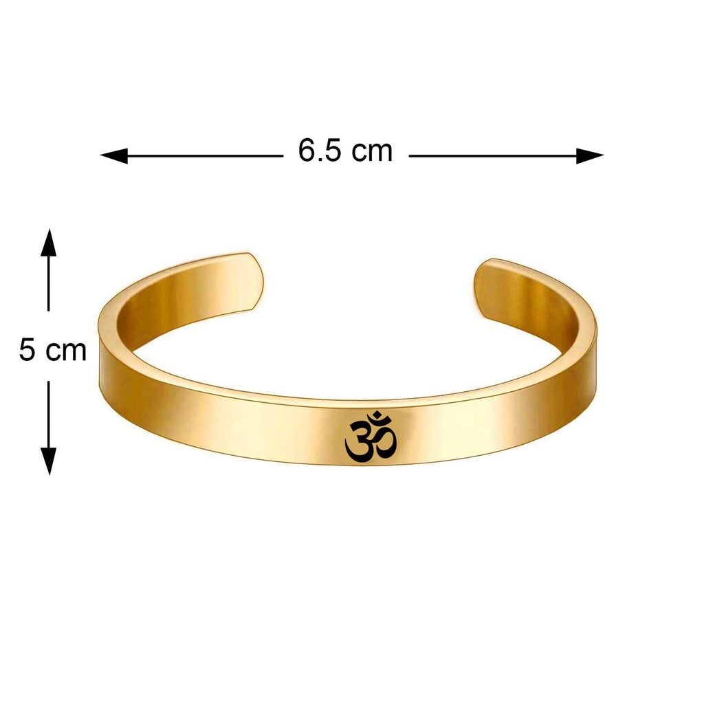 Stainless Steel Gold Om Engraved Cuff Kada For Men Bulk