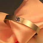 Stainless Steel Gold Om Engraved Cuff Kada For Men Bulk
