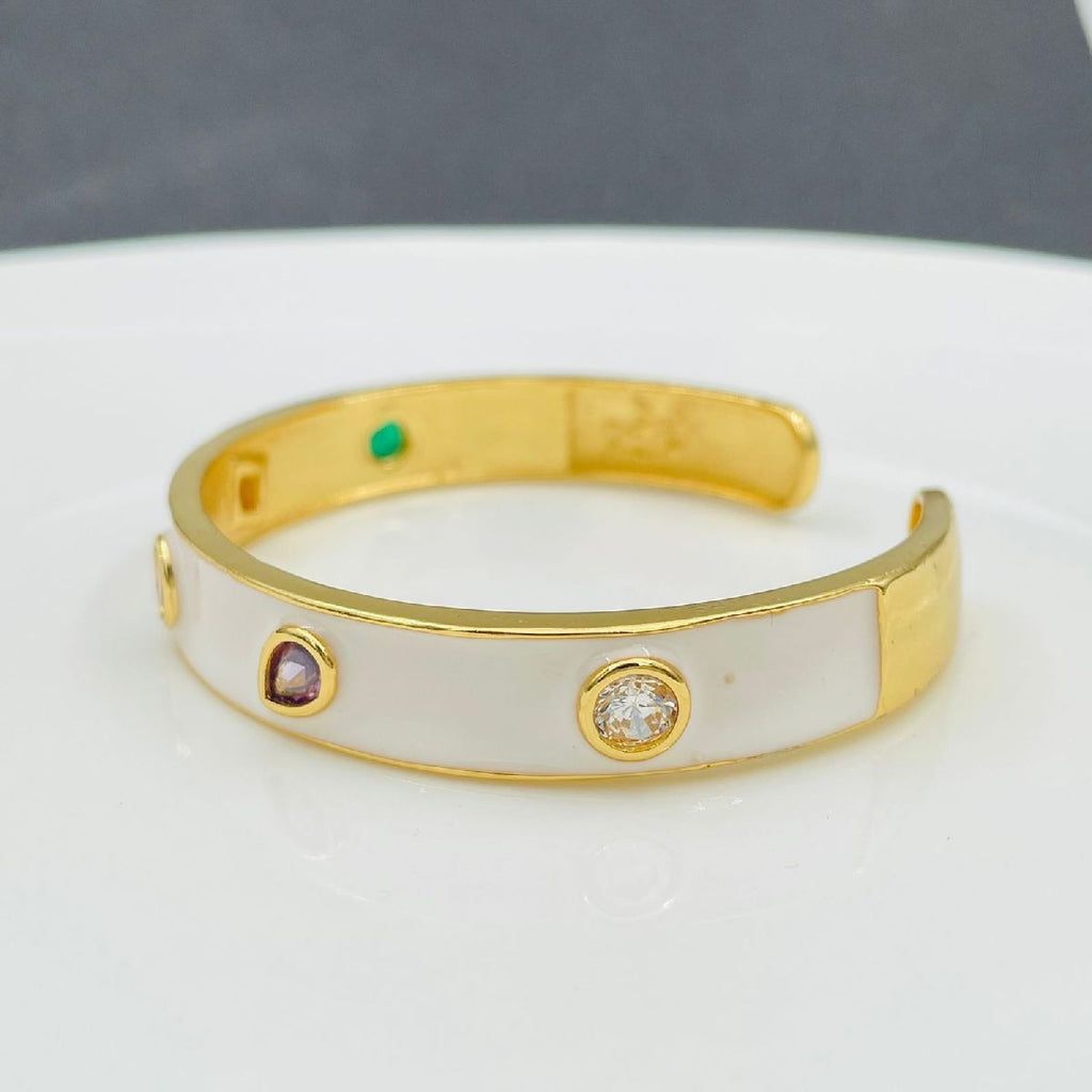 Copper Enamel Gemstone Crystal White Gold Bangle Kada Cuff Women Bulk