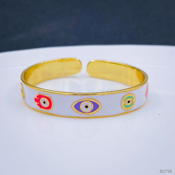 Copper Enamel White Gold Evil Eye Bangle Kada Cuff Adjustable Bulk Main image