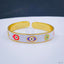 Copper Enamel White Gold Evil Eye Bangle Kada Cuff Adjustable Bulk