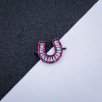 Horse Shoe Copper CZ Pink Black Adjustable Slider Bracelet Bulk