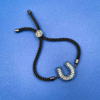Horse Shoe Copper CZ Silver Blue Black Slider Bracelet Bulk
