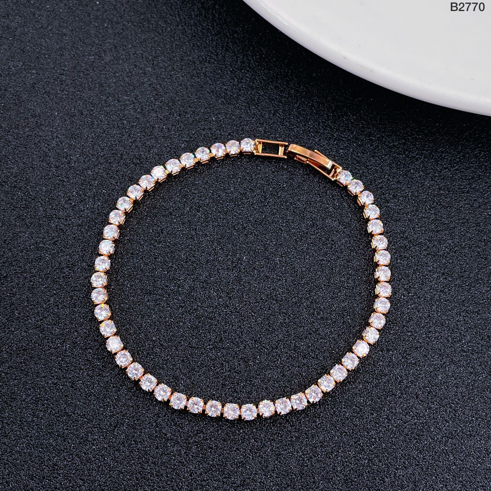 Copper Cubic Zirconia White Rose Gold Bracelet For Women Bulk Main image