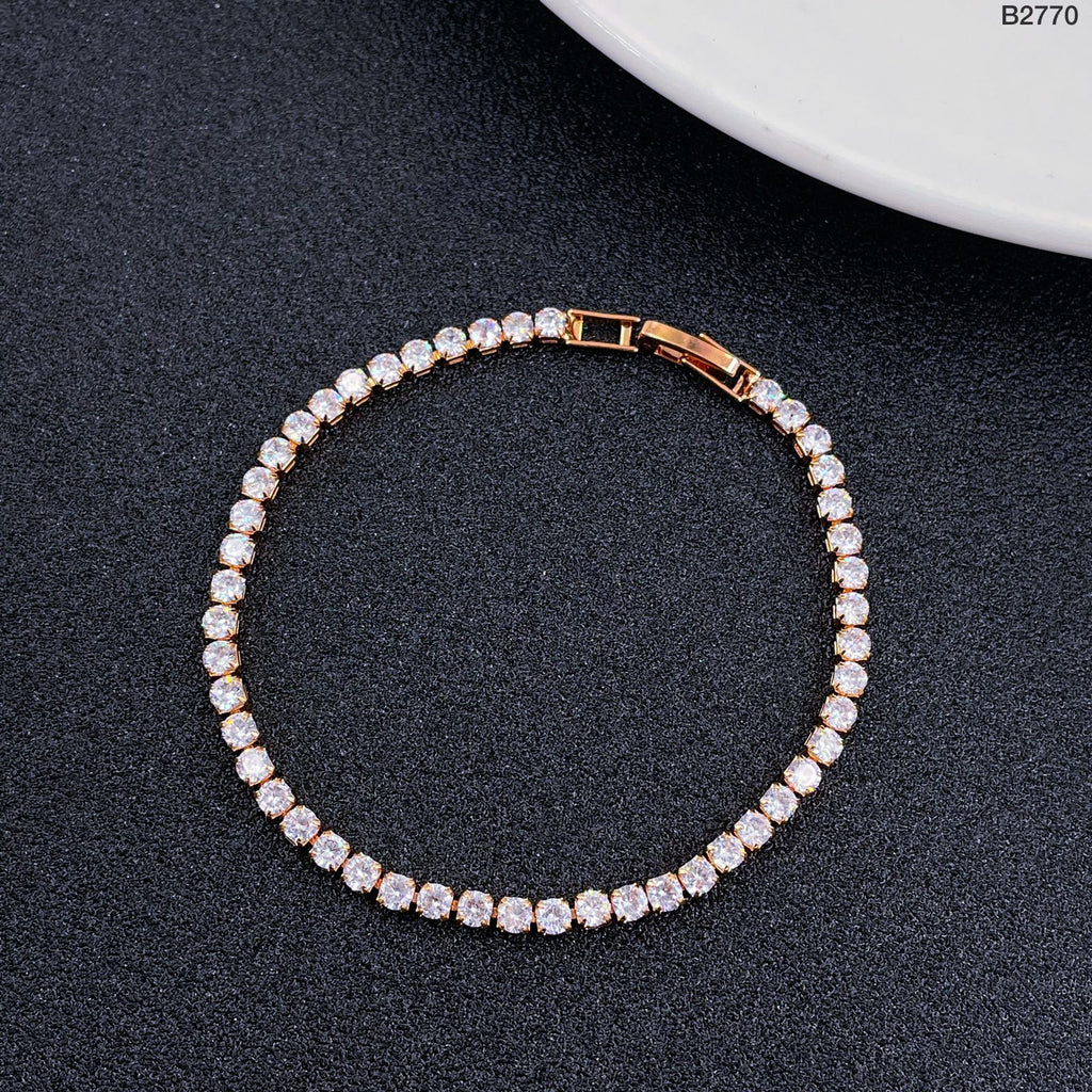 Copper Cubic Zirconia White Rose Gold Bracelet For Women Bulk