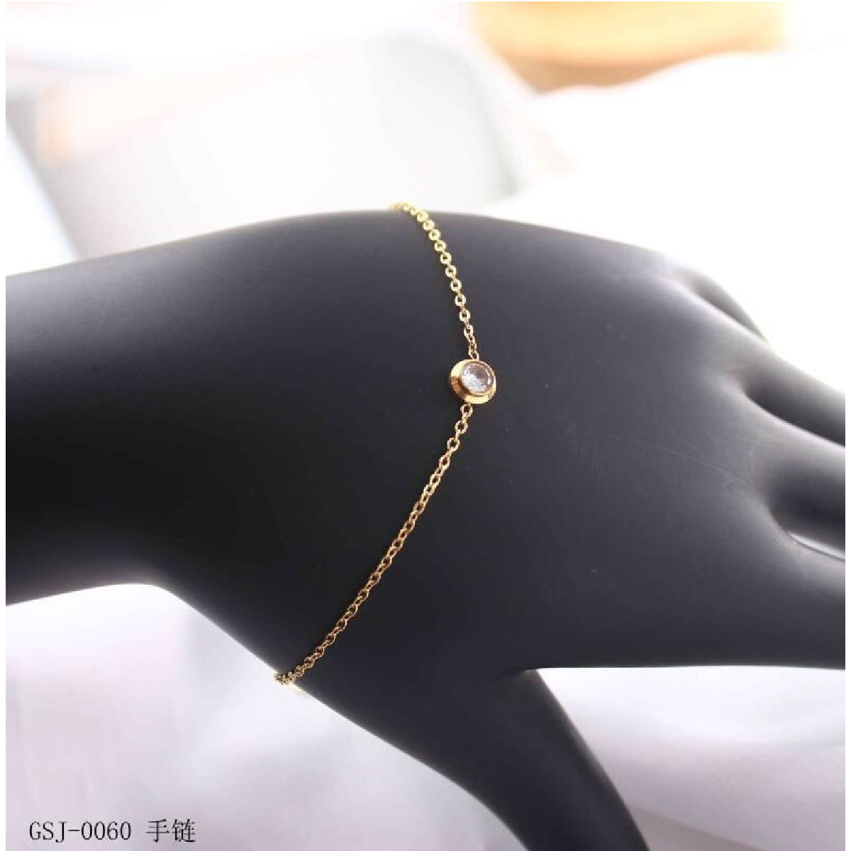 Copper Cubic Zirconia Gold Link Chain Bracelet For Women Bulk Main image