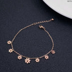 Stainless Steel Rose Gold Flower Link Chain Bracelet For Women Bulk