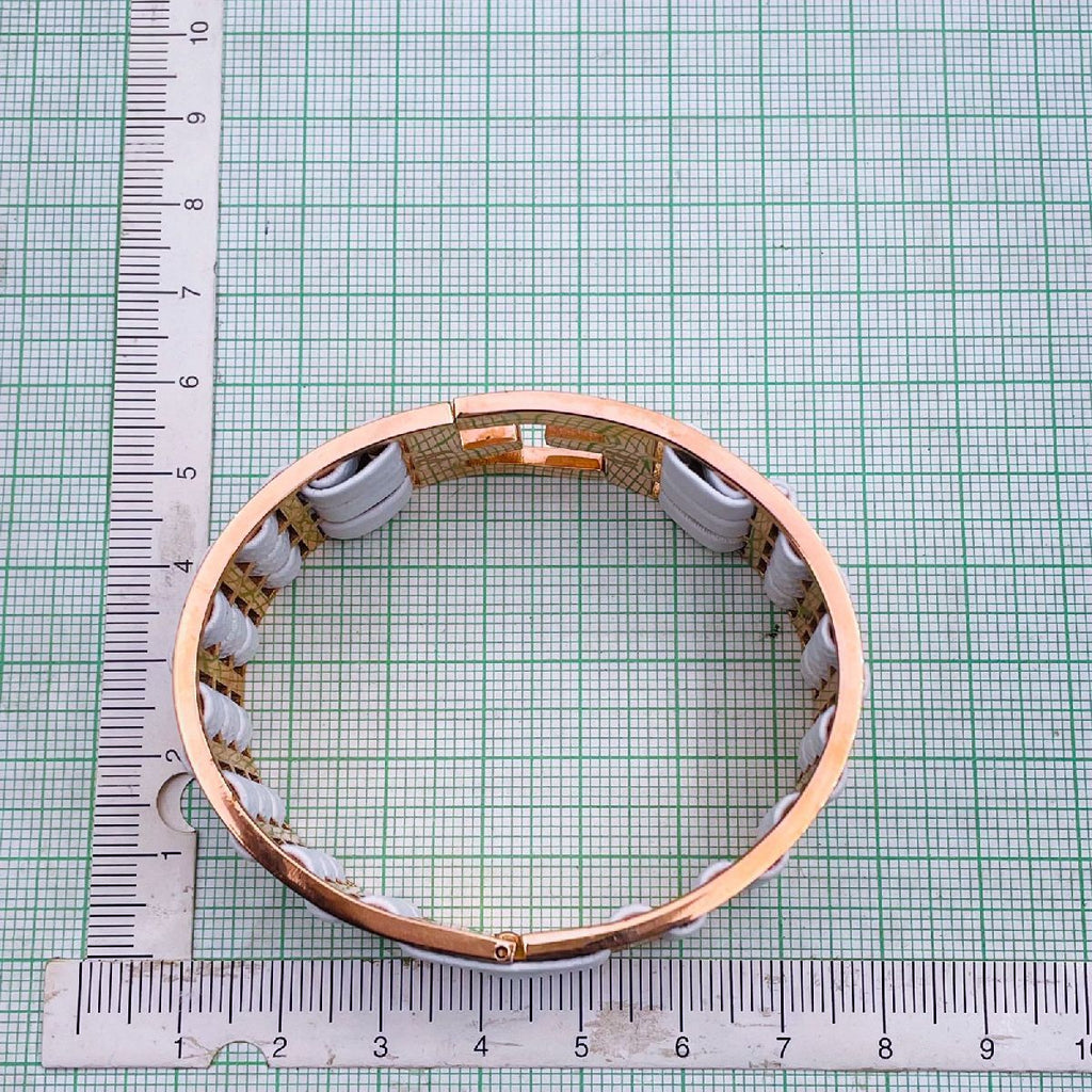 Stainless Steel Rose Gold White Beads Bangle Kada Bracelet Women Bulk