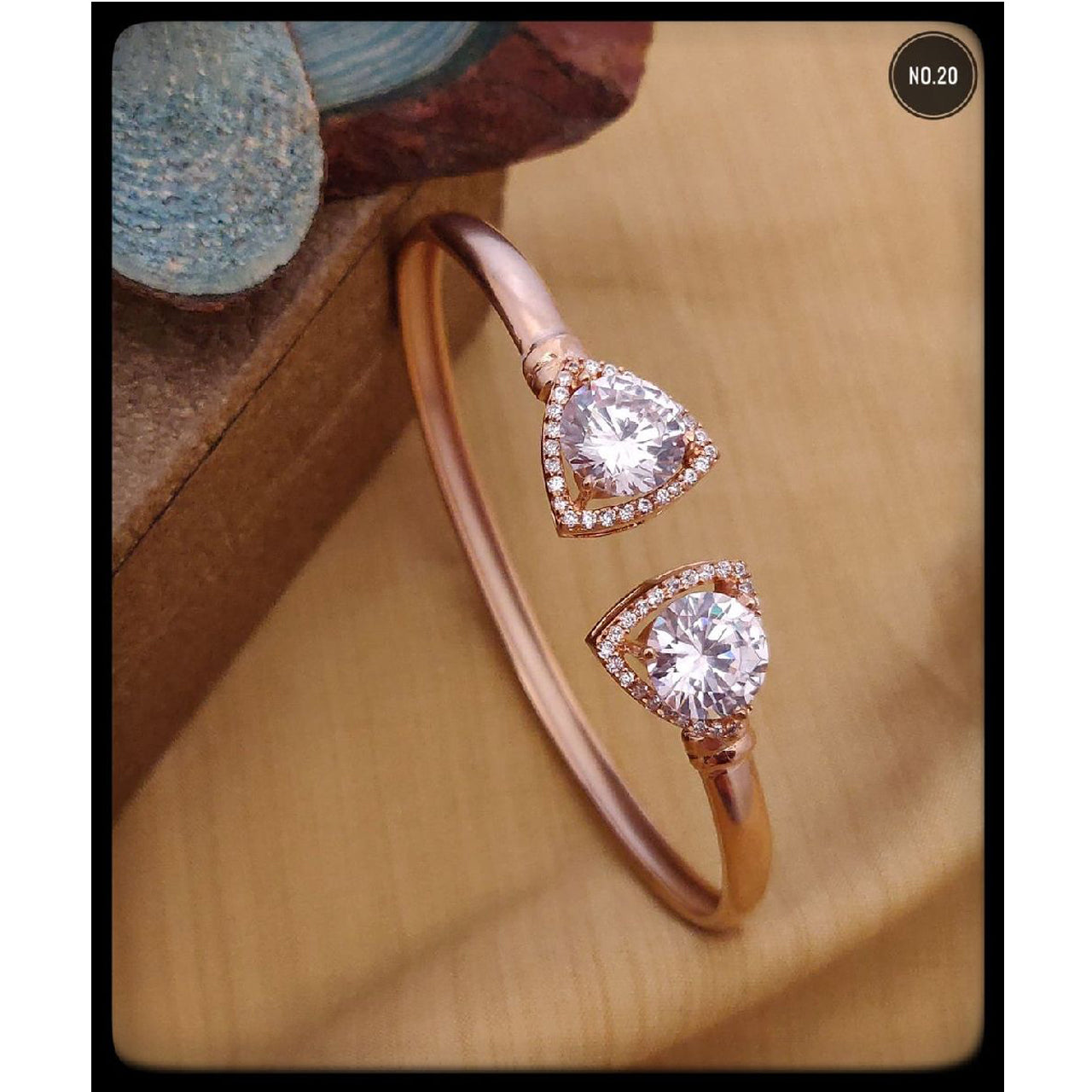 Stainless Steel Cubic Zirconia Rose Gold Bangle Kada Cuff Women Bulk Main image