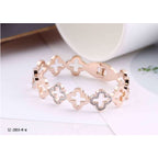 Stainless Steel Cubic Zirconia Rose Gold Clover Bangle Cuff Kada Bulk