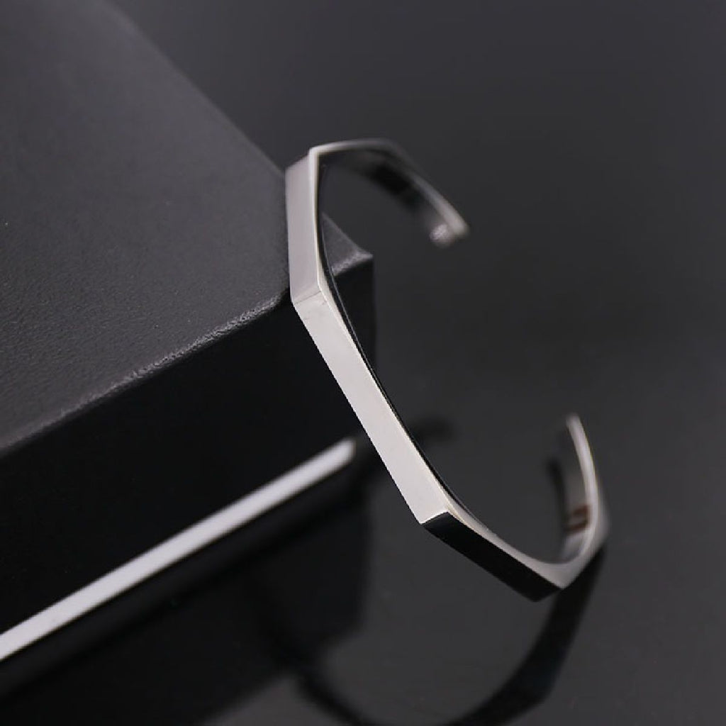 Stainless Steel Plain Silver Hexagon Cuff Kada For Women Bulk