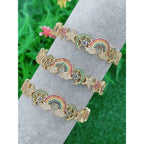 Copper Cubic Zirconia Crystal Rainbow Moon Bangle Star Kada Cuff Bulk