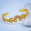 Copper Cubic Zirconia Crystal Rainbow Moon Bangle Star Kada Cuff Bulk