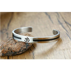 Stainless Steel Silver Black Enamel Om Engrave Bangle Kada Cuff Bulk
