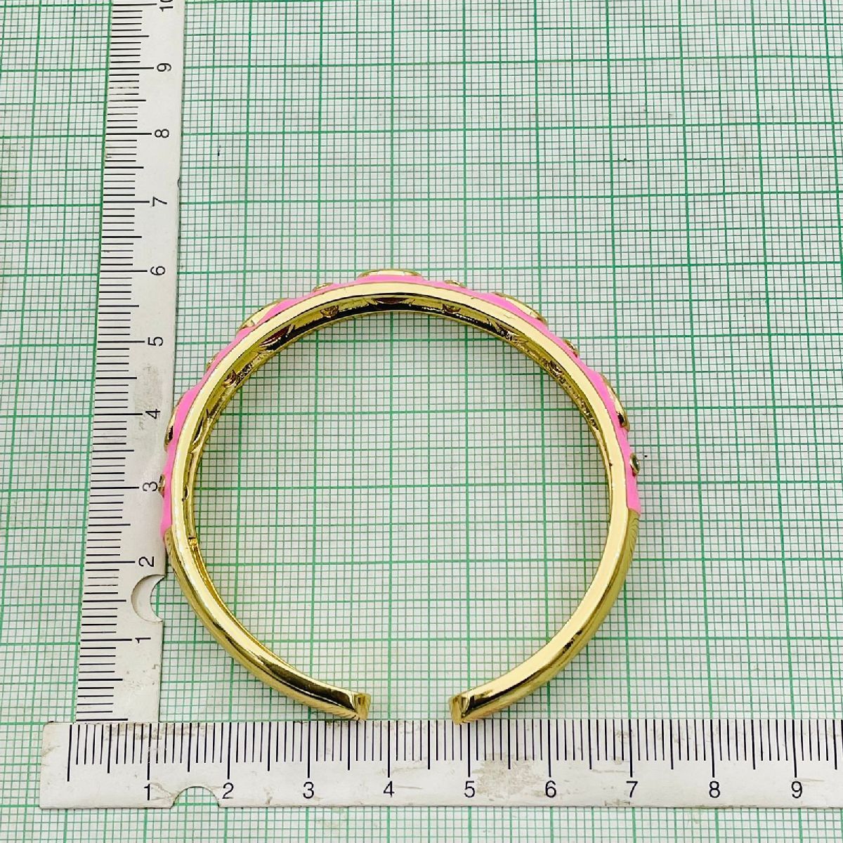 Copper Neon Pop Pink Enamel Multi Stones Gold Cuff Kada Bangle Bulk