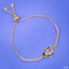 Hamsa Gold Blue Enamel Cubic Zirconia Copper Slider Bracelet Bulk
