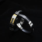 Stainless Steel Rubber Gold Silver Black Id Wrist Band Bracelet Bulk