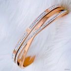 Criss Cross Screw Cubic Zirconia Rose Gold Stainless Steel Kada Bulk