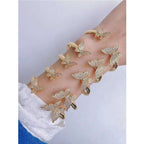 Twin Butterfly Cubic Zirconia 18K Gold Copper Bangle Kada Cuff Bulk