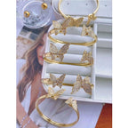 Twin Butterfly Cubic Zirconia 18K Gold Copper Bangle Kada Cuff Bulk