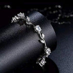 Copper Silver Cubic Zirconia Floral Bracelet For Women Bulk