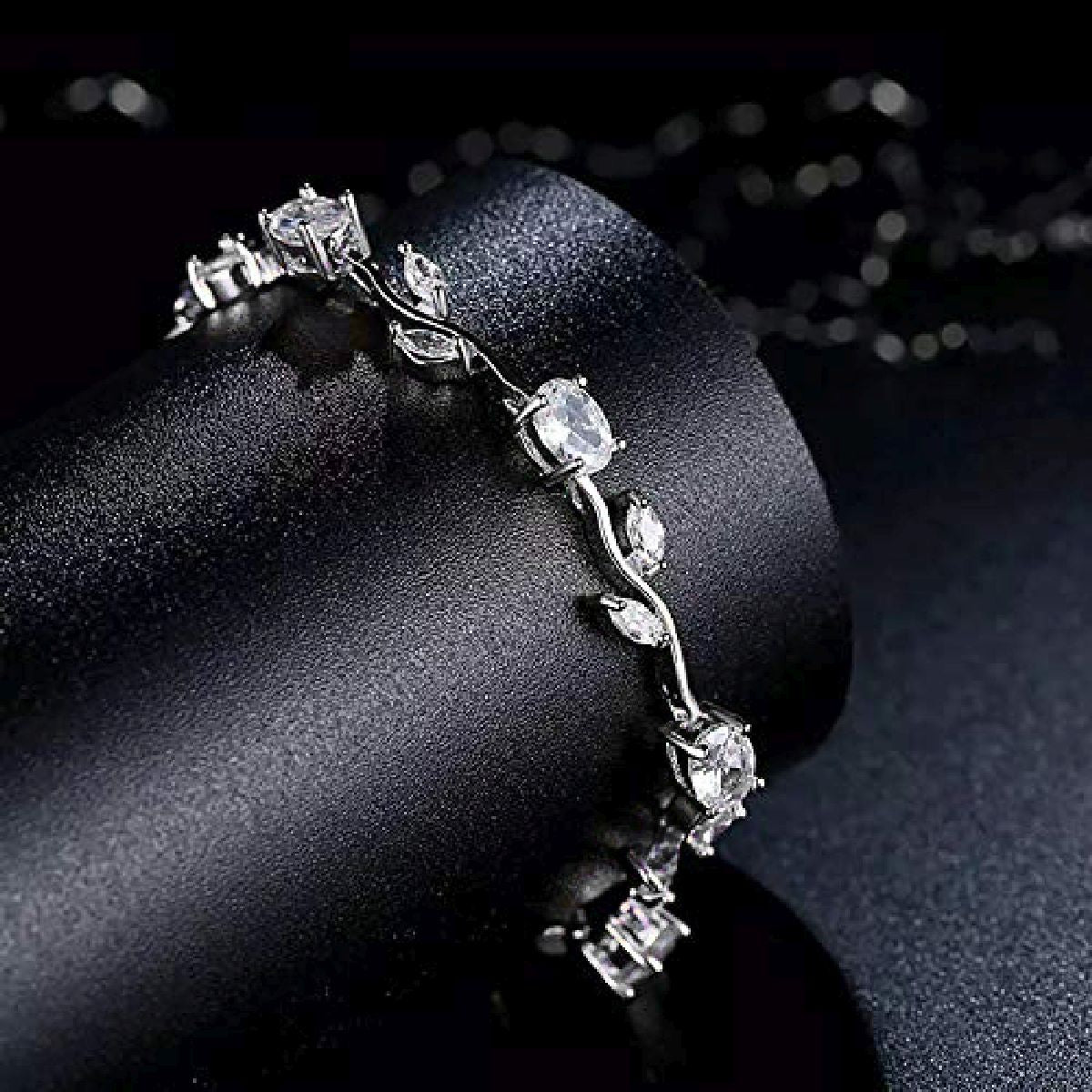 Copper Silver Cubic Zirconia Floral Bracelet For Women Bulk