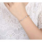 Copper Silver Cubic Zirconia Floral Bracelet For Women Bulk