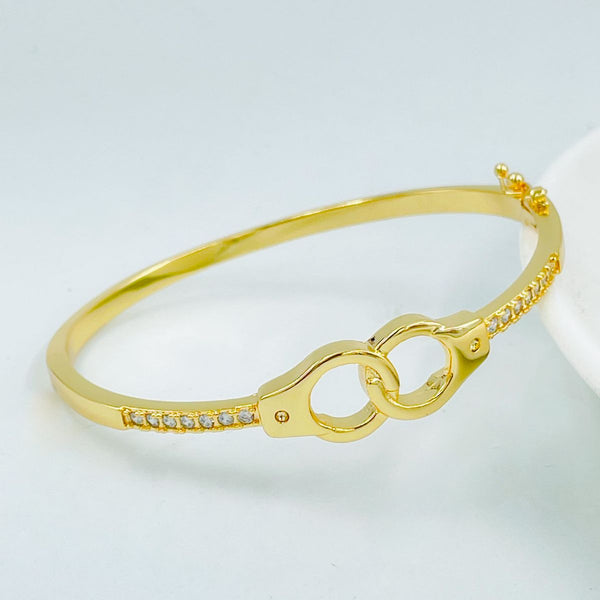 Handcuff Cubic Zirconia 18K Gold Copper Openable Bangle Kada Bulk Main image
