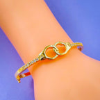 Handcuff Cubic Zirconia 18K Gold Copper Openable Bangle Kada Bulk