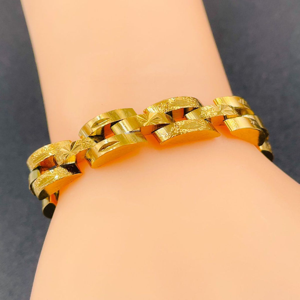 Lesser Engrave Copper Gold Link Chain Bracelet Men Bulk