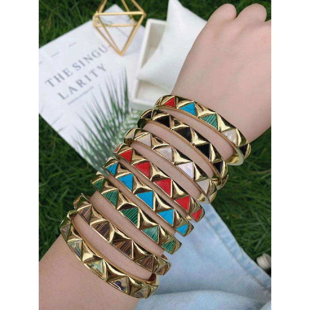 Copper Triangle Multicolour Gold Openable Bangle Cuff For Women Bulk