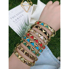 Copper Triangle Multicolour Gold Openable Bangle Cuff For Women Bulk