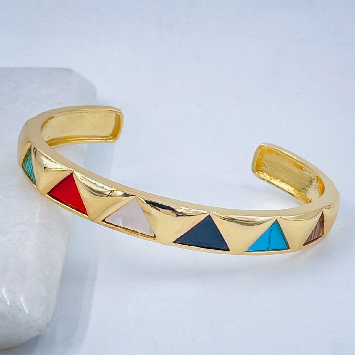 Copper Triangle Multicolour Gold Openable Bangle Cuff For Women Bulk