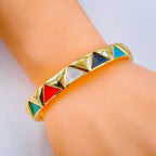 Copper Triangle Multicolour Gold Openable Bangle Cuff For Women Bulk