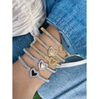 Copper Cubic Zirconia Heart Gold Openable Bangle Cuff For Women Bulk