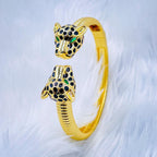 Copper Cubic Zirconia Panther Gold Black Openable Bangle Cuff Bulk