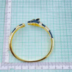 Copper CZ Enamel Panther Black Gold Openable Bangle Cuff Only Bulk